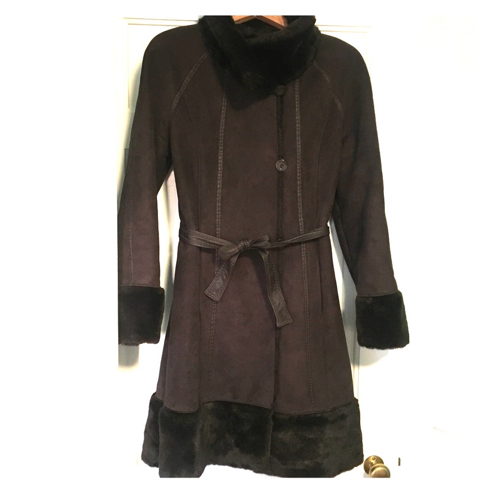 ELLEN TRACY Brown Faux-fur Coat - Picture 3 of 8